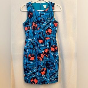 Women’s JCrew Dress Blue with Red Tulips  Size XS
